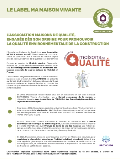 Image d'illustration de Label Ma Maison Vivante - Habitat Collectif 2/5 - Ouvrir en plein écran