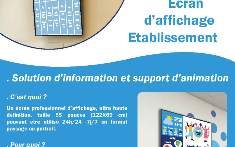 Image d'illustration de Ecran d'affichage établissement 1/2 - Ouvrir en plein écran