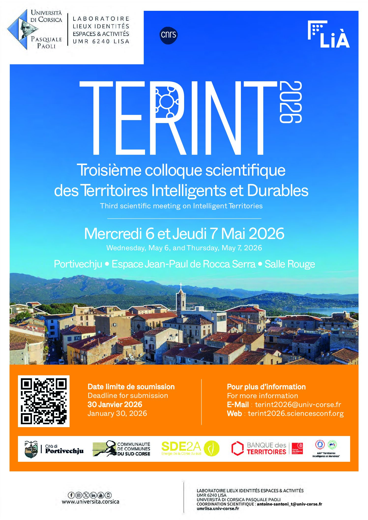 TERINT 2026 : 3ième Colloque scientifique sur les territoires intelligents
