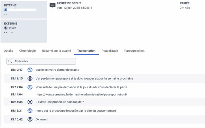 Capture d’écran de la plateforme d’IA pour le service d’accueil de la ville de Suresnes - Crédit photo : Ville de Suresnes