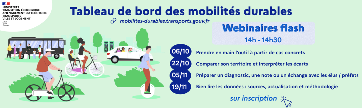 Découvrez le Tableau de bord des mobilités durables lors de webinaires flash